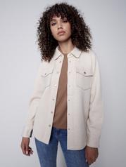 Solid Gutsy Knit Shirt Jacket With Chest Pockets