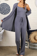 Women Thermal Tank Long Pants and Cardigan SET