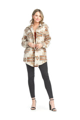 Camel and Tan Plaid Shacket with Pockets