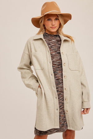 Button Down Longline Shacket Coat