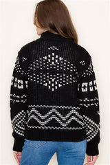 PADDED HYBRID AZTEC SWEATER JACKET