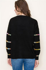 Multi Color Stitch Stripped Sweater