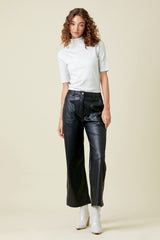 Piping Faux Leather Trousers