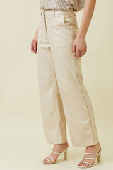 Piping Faux Leather Trousers