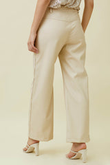 Piping Faux Leather Trousers