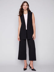 Pants with side zipper and wide leg