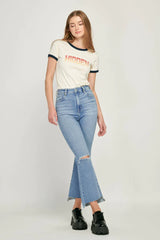 Happi High Rise Crop Flare With Step Hem