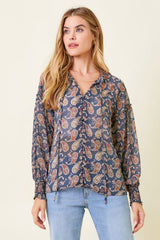 Printed Ruffled Flowy Blouse