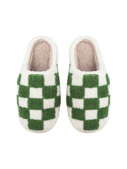 CHECKERED PRINT FLEECE SLIPPER | Green