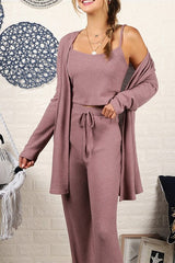 Women Thermal Tank Long Pants and Cardigan SET