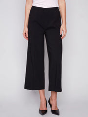 Pants with side zipper and wide leg