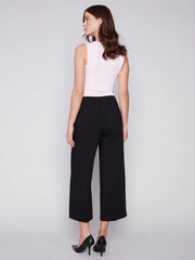 Pants with side zipper and wide leg