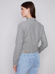 Solid Long Sleeve Button Front Linen Jacket