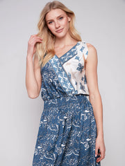 Dress With Rushed Waistband and Knot on Shoulders