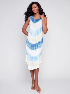 Tie Dye Sleeveless Flare Rayon Dress