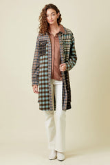 MIXED PLAID LONG JACKET