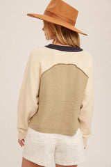 Soft Colored Block Oversized Crop Pullover