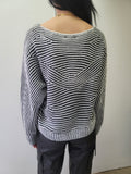 Knit Round Neck B/W Sweater