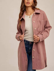 Button Down Longline Shacket Coat