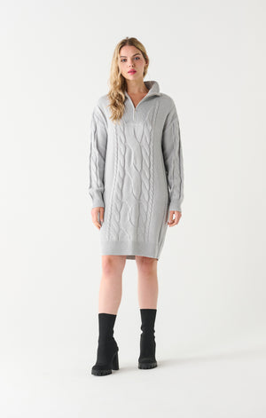 Flat Collar Zipper Front Sweater Dress