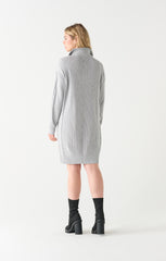 Flat Collar Zipper Front Sweater Dress