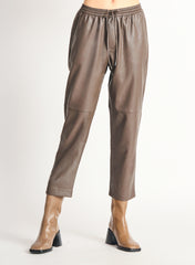 Straight Hem Faux Leather Jogger