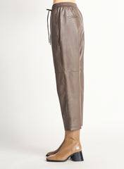 Straight Hem Faux Leather Jogger