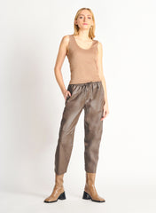 Straight Hem Faux Leather Jogger