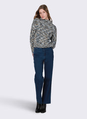 Multicolored Textured Knit Sweater