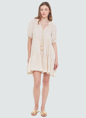 Button Front Tierred Mini Dress