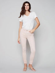 Pearl Frayed Hem Twill Pant